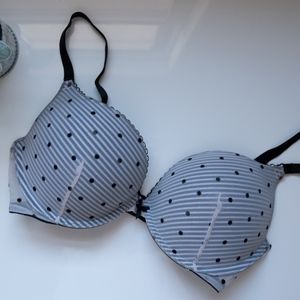 Victoria's Secret Black & White Dotted Push Up Bra